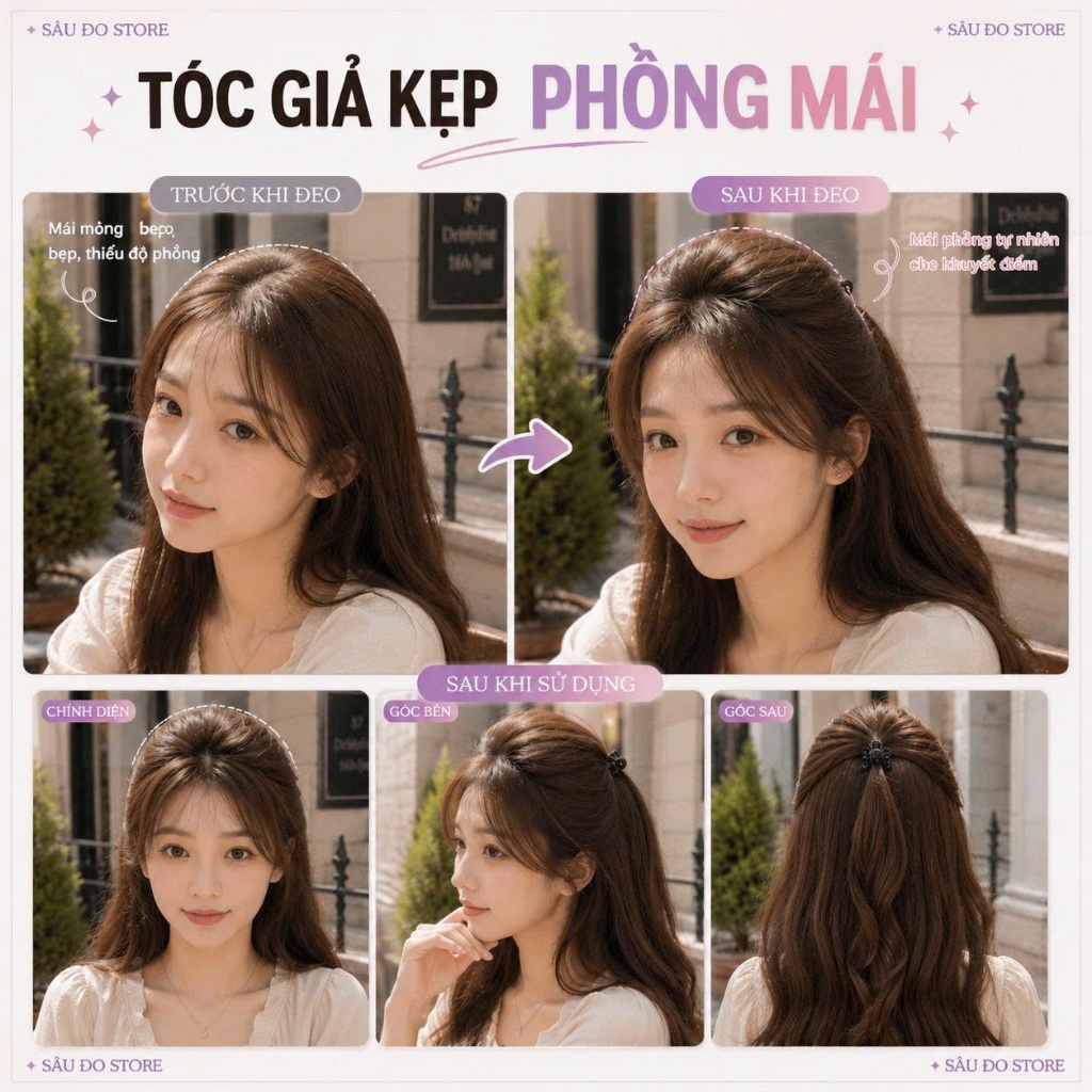 [GIÁ ƯU ĐÃI] TÓC GIẢ KẸP PHỒNG MÁI LÀM DÀY PHỦ THƯA SIÊU TỰ NHIÊN HÀNG CAO CẤP