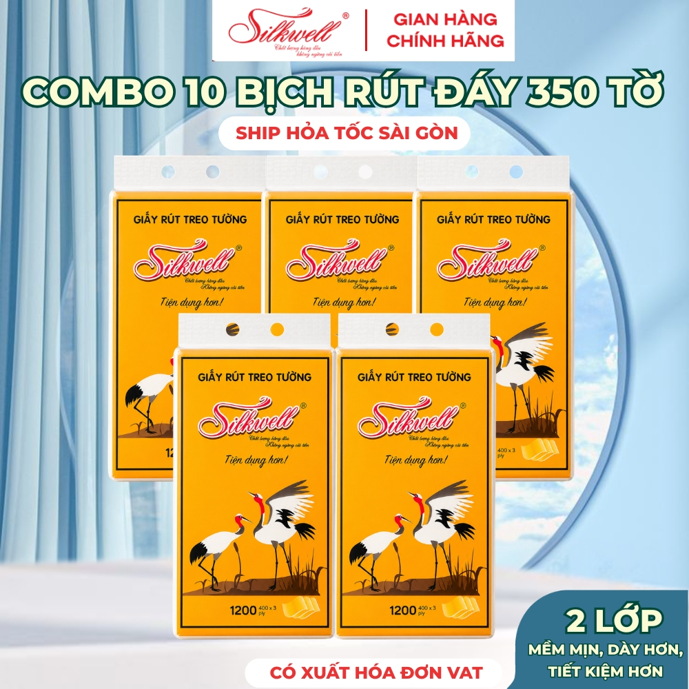 [HỎA TỐC 10 BỊCH] Khăn Giấy Rút Đáy Silkwell Đa Năng 450g/2 Lớp - Thấm Hút Dầu Mỡ, Lau Bếp Đa Năng