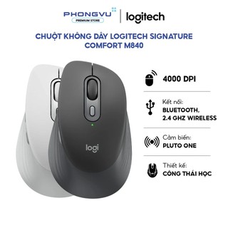 Chuột Không Dây Logitech Signature Comfort M840 L - Công Thái Học, 3 Thiết Bị, Bluetooth & 2.4GHz - Bảo Hành 12 Tháng