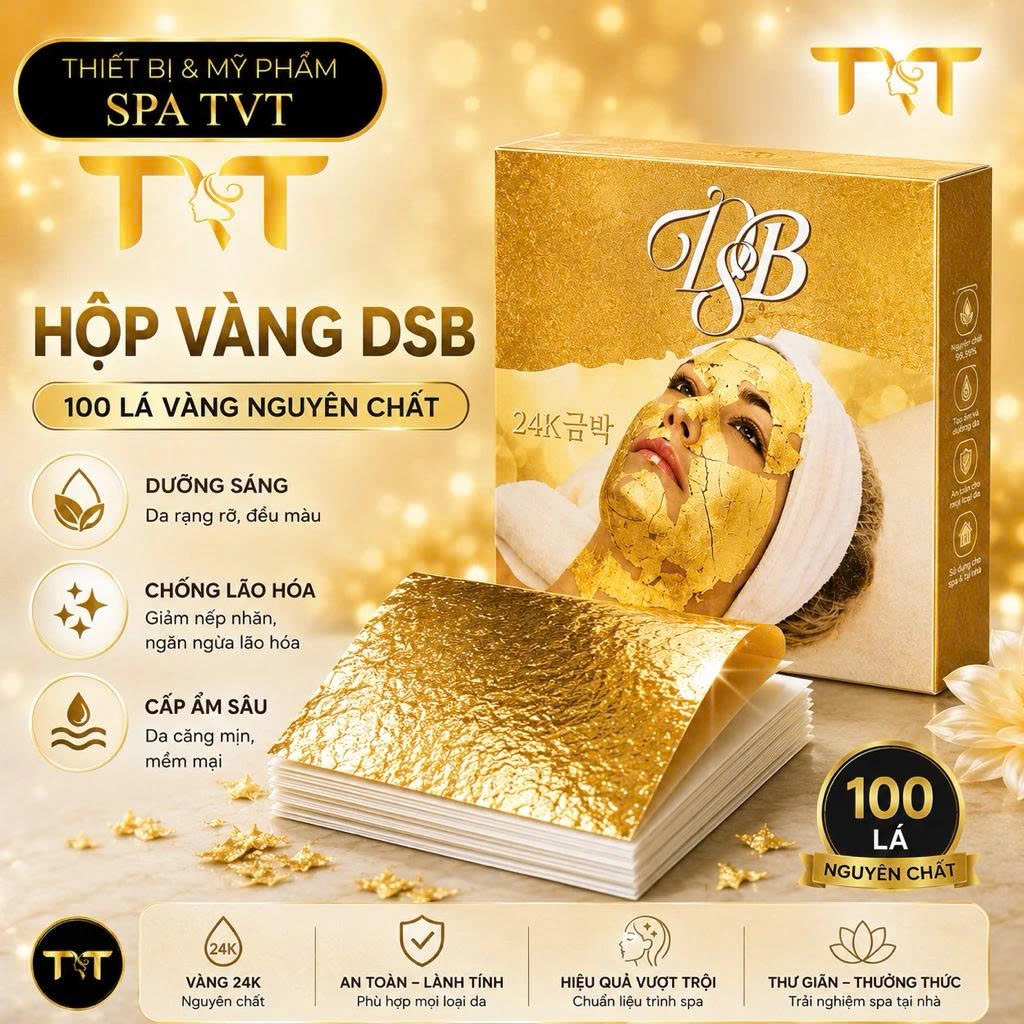 Vàng Lá DSB 100 Lá 9x9cm Cho Máy RF, Hỗ Trợ Nâng Cơ, Săn Chắc Da, Trẻ Hóa Da, Phụ Kiện Spa