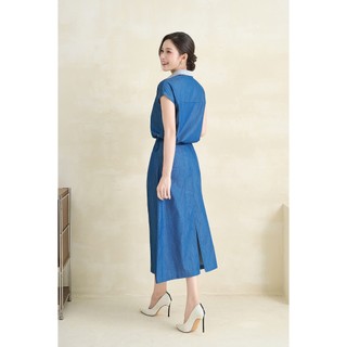 Áo Kiểu Nữ LAMER FASHION Dáng Sơ Mi Vai Chờm Phối Cổ Rút Gấu Phối Chân Váy Dáng Dài V61H26H008 V62M26H004