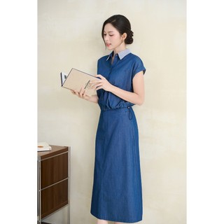 Áo Kiểu Nữ LAMER FASHION Dáng Sơ Mi Vai Chờm Phối Cổ Rút Gấu Phối Chân Váy Dáng Dài V61H26H008 V62M26H004