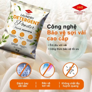 JWB Floral Jasmine – Bột Giặt Hương Hoa Nhài Cao Cấp 1KG | Giặt Sạch Sâu – Thơm Lâu – Tan Nhanh