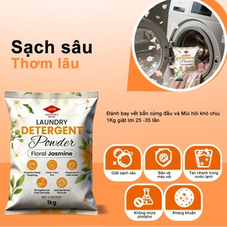 JWB Floral Jasmine – Bột Giặt Hương Hoa Nhài Cao Cấp 1KG | Giặt Sạch Sâu – Thơm Lâu – Tan Nhanh