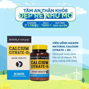 TPBVSK MASON NATURAL CALCIUM CITRATE + D3 Hỗ Trợ Xương Chắc Khỏe Hộp 60 viên