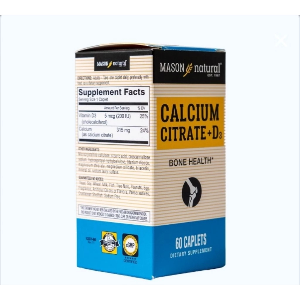 TPBVSK MASON NATURAL CALCIUM CITRATE + D3 Hỗ Trợ Xương Chắc Khỏe Hộp 60 viên
