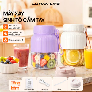 Máy xay cầm tay Mini 500ml LUHAN LIFE, Máy xay sinh tố cầm tay sạc tích điện, đa năng