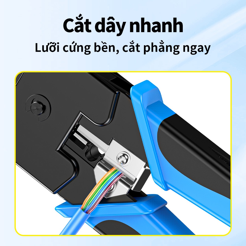 Kìm Bấm Mạng RJ45 Đa Năng Kìm Ép Hạt Mạng Có Chức Năng Tuốt Dây Cho Thợ Mạng