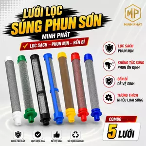 Combo 5 Lưới Lọc Súng Phun Sơn Công Nghiệp Minh Phát, Lưới Lọc Trắng Xanh Cho Súng Sơn Nước