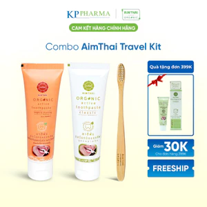 Combo AimThai Travel Kit – Kem đánh răng thảo dược 20g & Bàn chải tre – Gọn nhẹ mang đi du lịch