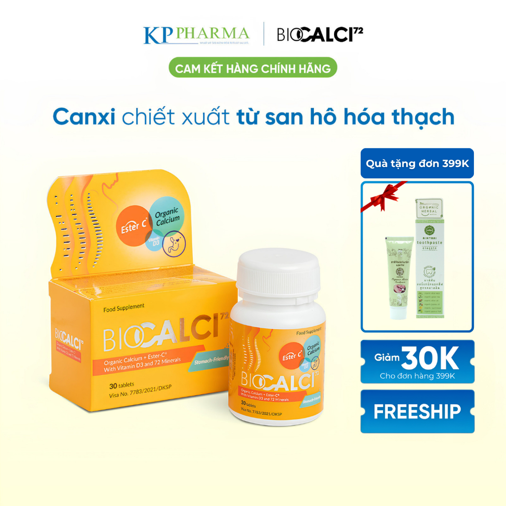 Viên uống Canxi Biocalci-72 – Canxi D3 Ester C – Hỗ trợ xương chắc khỏe (Hộp 30 viên)