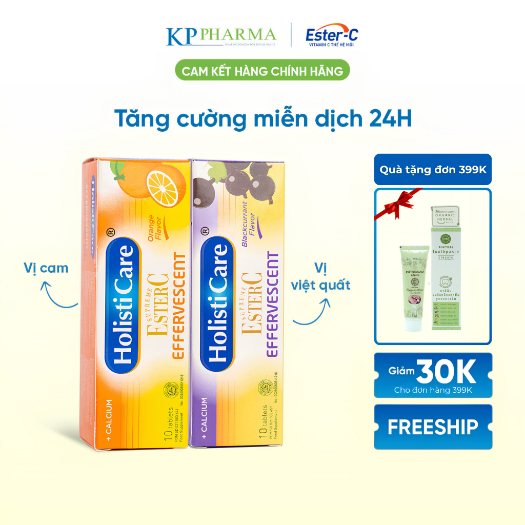 Viên sủi Vitamin C Ester C 500mg – Tăng đề kháng, êm dịu dạ dày – 10 viên sủi/hộp