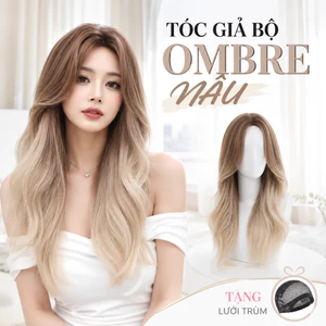 BỘ TÓC GIẢ NHUỘM PHA NÂU OMBRE HÀNG HIẾM TẶNG LƯỚI TRÙM TÓC