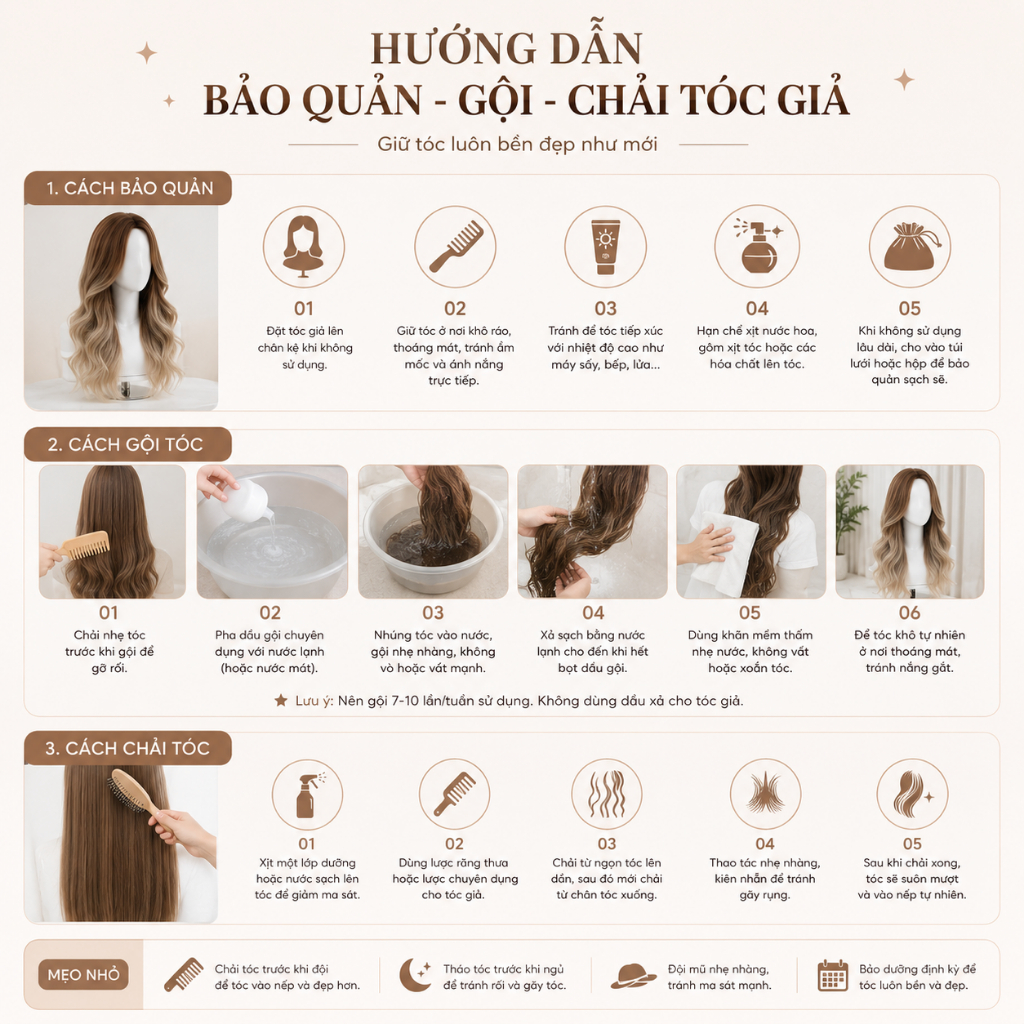 [SHOP UY TÍN] BỘ TÓC GIẢ NHUỘM PHA NÂU OMBRE HÀNG HIẾM TẶNG LƯỚI TRÙM TÓC