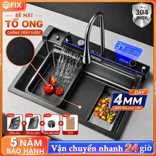 Chậu Rửa Bát 1 Hố Thông Minh inox 304 vật liệu Cao Cấp đa chức năng hiển thị nhiệt độ Full Phụ Kiện Sang Bảo hành 2 năm