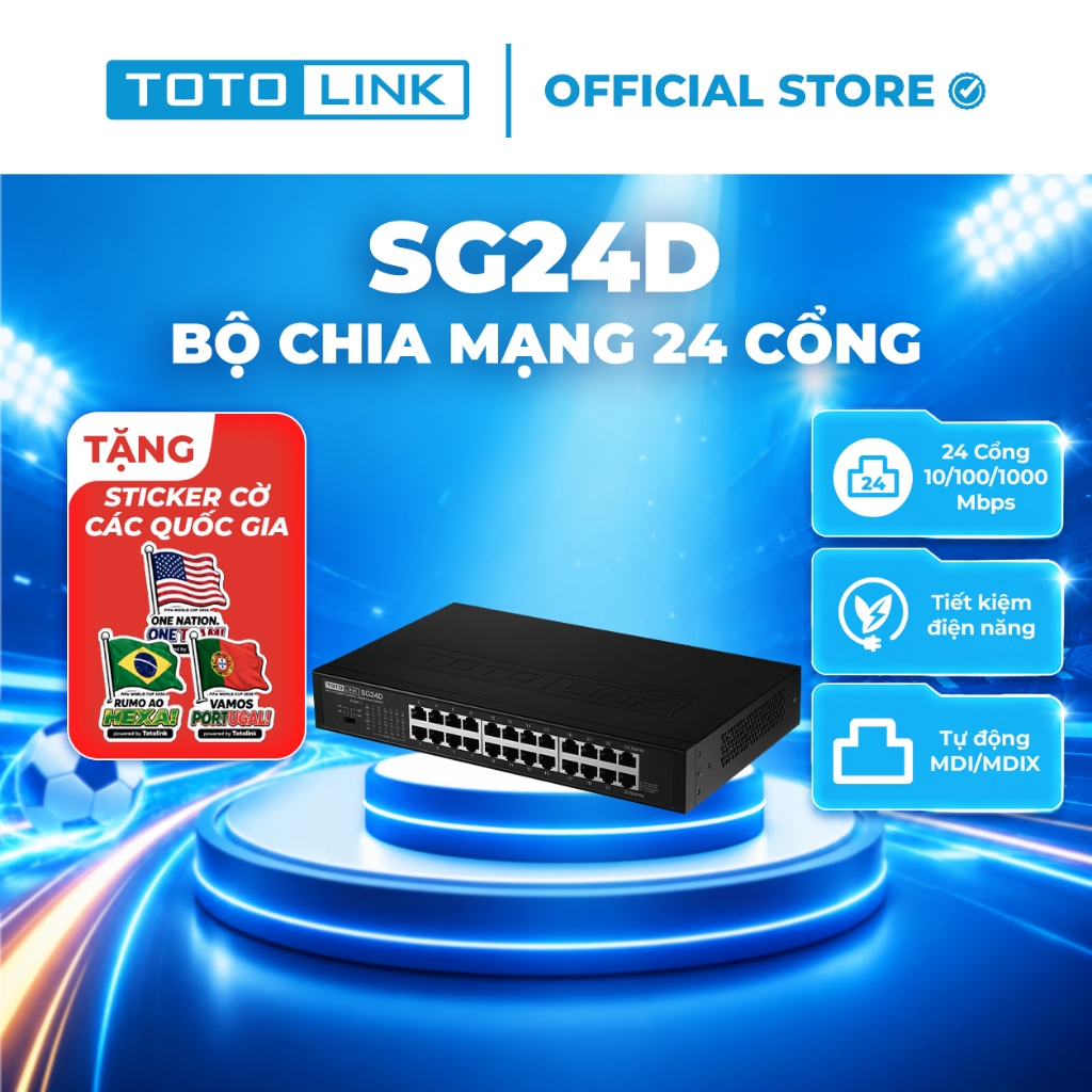 [Hoả Tốc] Bộ chia mạng Switch 24 cổng Gigabit TOTOLINK SG24D cho PC Laptop dễ sử dụng