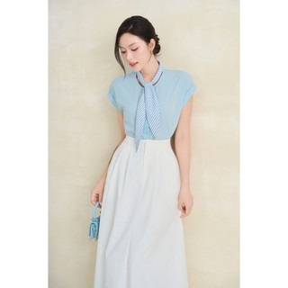 Áo Kiểu Nữ LAMER FASHION Sơ Mi Nữ Vai Chờm Tay Hến Cổ Phối Dài Buộc Nơ Công Sở V61B26H018