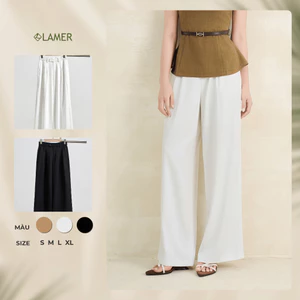 Quần Ống Rộng Công Sở LAMER FASHION Dáng Suông Chun Sườn Túi Dọc Vải Chéo Hàn Đứng Form O64W25Q005