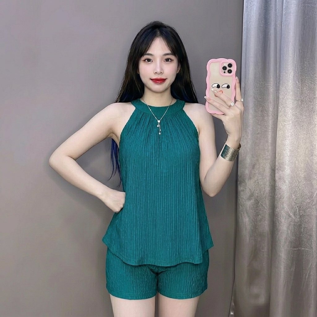 Đồ Bộ Yếm Xốp Nhật AZ CLOTHING Cao Cấp Quần Yếm Nữ Mặc Nhà Đi Chơi Vải Mềm Mịn Thoáng Mát Thấm Hút Tốt (45-70kg)