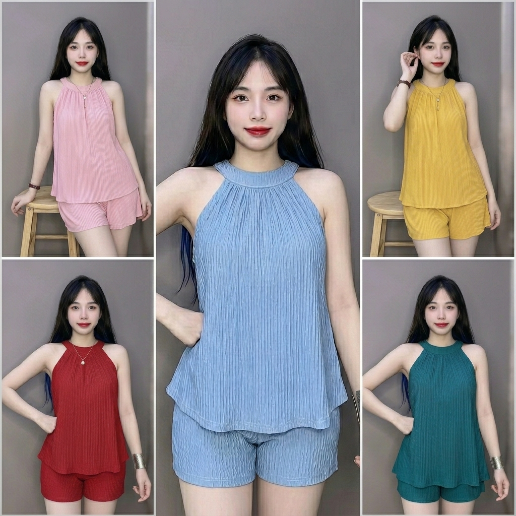 Đồ Bộ Yếm Xốp Nhật AZ CLOTHING Cao Cấp Quần Yếm Nữ Mặc Nhà Đi Chơi Vải Mềm Mịn Thoáng Mát Thấm Hút Tốt (45-70kg)