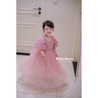 {chính phẩm_babybeer loại1} Váy Hoa Hồng phối lưới cho bé/váy công chúa hồng cho bé 🌸