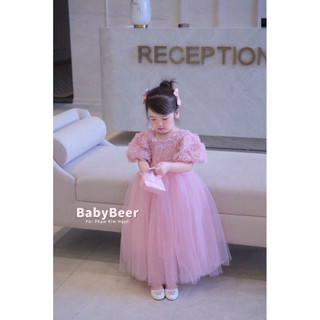 {chính phẩm_babybeer loại1} Váy Hoa Hồng phối lưới cho bé/váy công chúa hồng cho bé 🌸