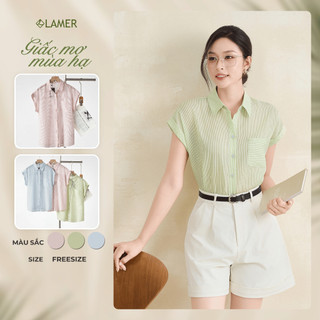 Áo Kiểu Sơ Mi Nữ Công Sở LAMER FASHION Dáng Suông Vai Chờm Chất Liệu Tơ Thoáng Mát O61H26H003