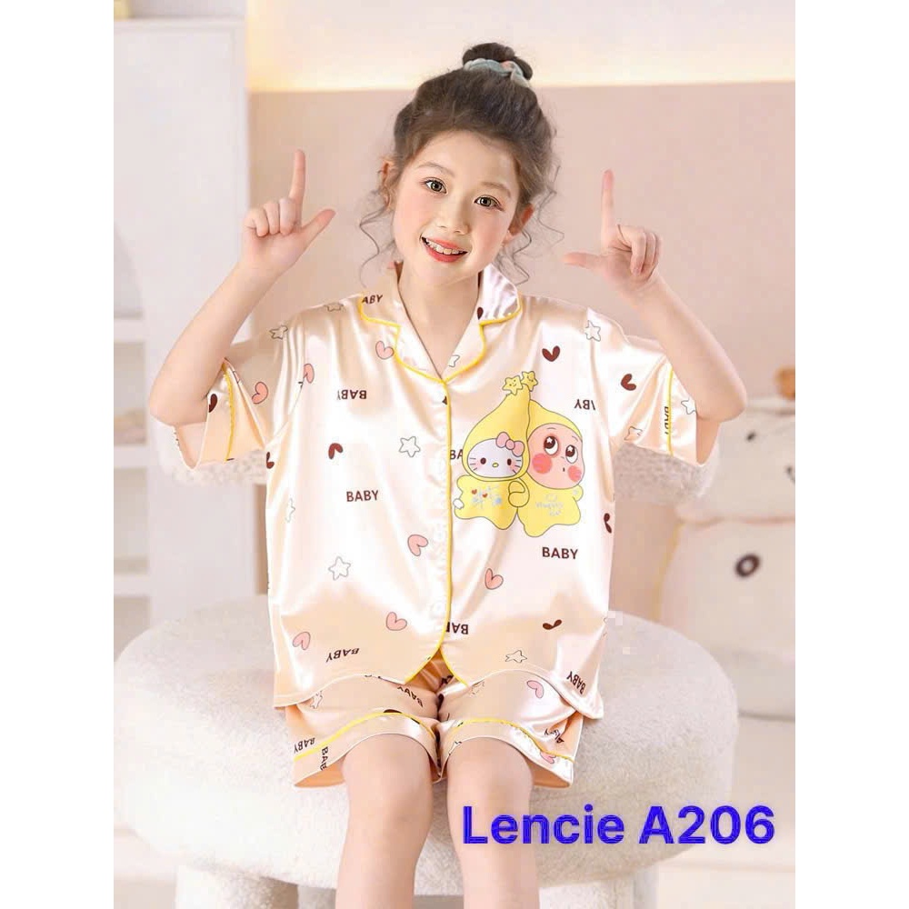 Đồ bộ pijama bé gái chất lụa Latin mặc nhà, mềm mát, thấm hút tốt, thiết kế xinh xắn