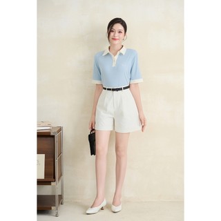Áo Polo Nữ Dáng Suông Áo Thun Cổ Bẻ Cách Điệu Cotton Hàn LAMER O61S26H011