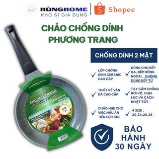 Chảo nhôm đúc chống dính 2 mặt cao cấp, chảo đúc nguyên khối Phương Trang 20cm/24cm/26cm/28cm