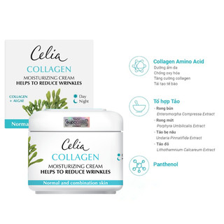 Kem Bảo Vệ Dưỡng Ẩm Chống Nhăn Collagen Celia 50ml - Tái Tạo Da, Làm Mờ Nếp Nhăn, Dưỡng Ẩm