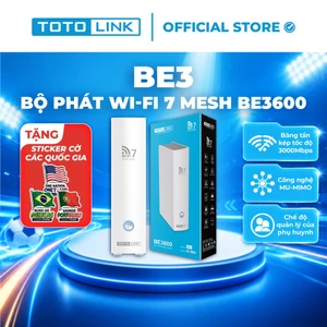 Bộ phát Wifi 7 Mesh TOTOLINK BE3 Tốc độ 3570Mbps, Cổng Type-C