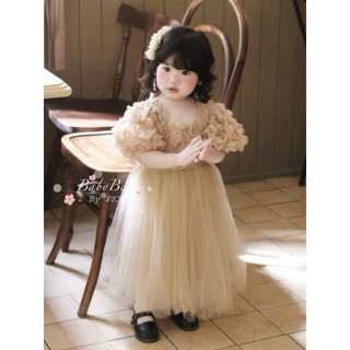 {chính phẩm_babybeer loại1} Váy Hoa Hồng phối lưới cho bé/váy công chúa hồng cho bé 🌸