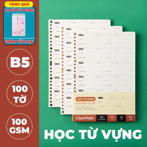 Giấy Refill Classmate Học Từ Vựng 100GSM Tráng Keo Chống Thấm, Ruột Sổ Còng B5 Học Từ Mới, Giấy Học Ngôn Ngữ Chống Loá