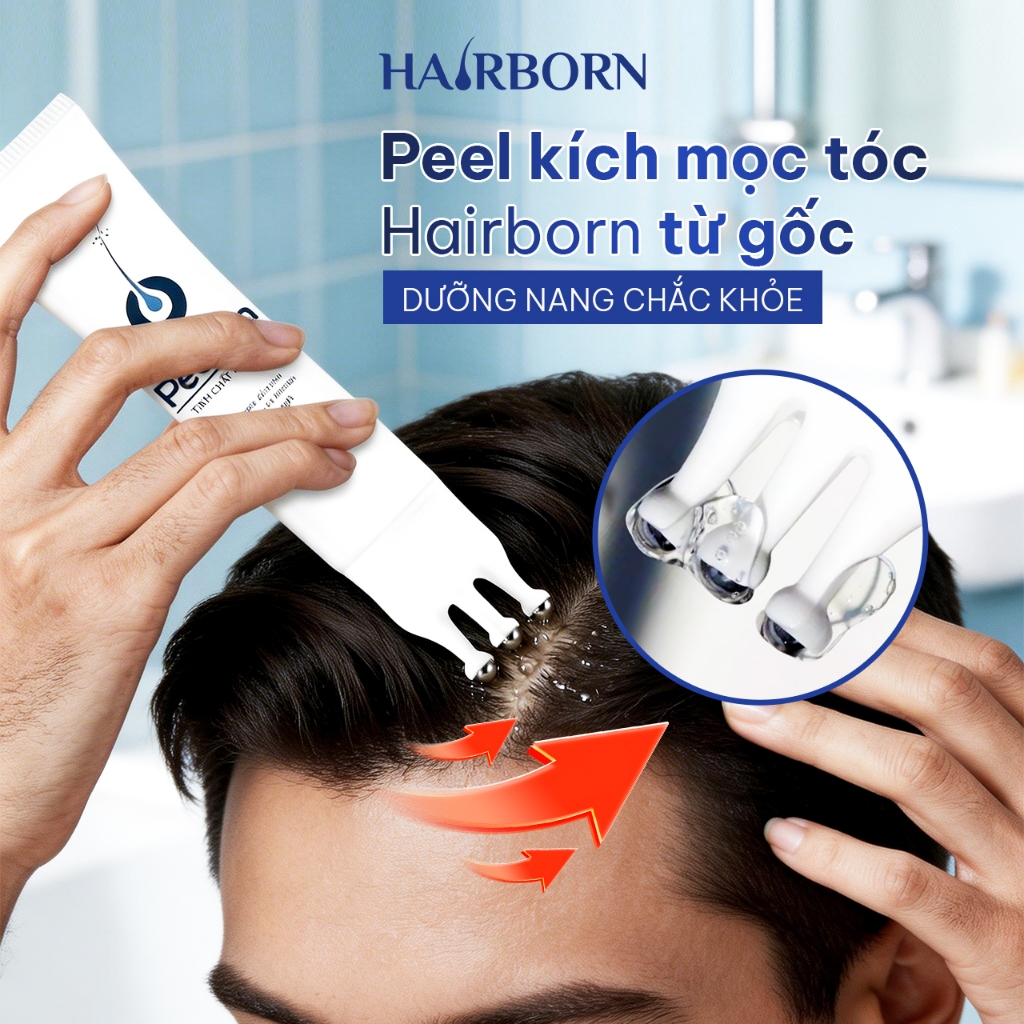 Lăn Mọc Tóc Hairborn 60g - Hỗ Trợ Giảm Gãy Rụng, Dưỡng Da Đầu, Ion Nano 2 Chiều