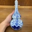 Nậm Rượu Thờ Cúng 2 Bầu Men Lam Vẽ Kỹ Gốm Sứ Bát Tràng Cao Cấp - Bình Rượu Thờ Cúng Họa Tiết Sen