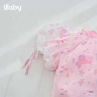 Váy cho bé gái ILABY HCM thiết kế tay bồng, phối lưới xòe, họa tiết nàng tiên cá xinh xắn [3961]