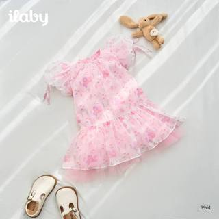 Váy cho bé gái ILABY HCM thiết kế tay bồng, phối lưới xòe, họa tiết nàng tiên cá xinh xắn [3961]
