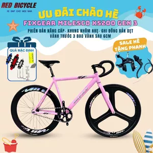 Xe Đạp Fixed Gear MILESCO XS200 Gen 3 - Khung Nhôm, Vành Nhôm Ba Đao, Ghi Đông Bản Dẹp Xe Học Sinh