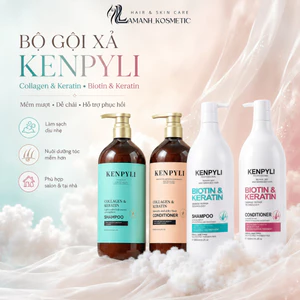Cặp Dầu Gội Xả Kenpyli Collagen Keratin 1000ml | Dưỡng Tóc Mềm Mượt, Hỗ Trợ Phục Hồi Tóc Khô Xơ.