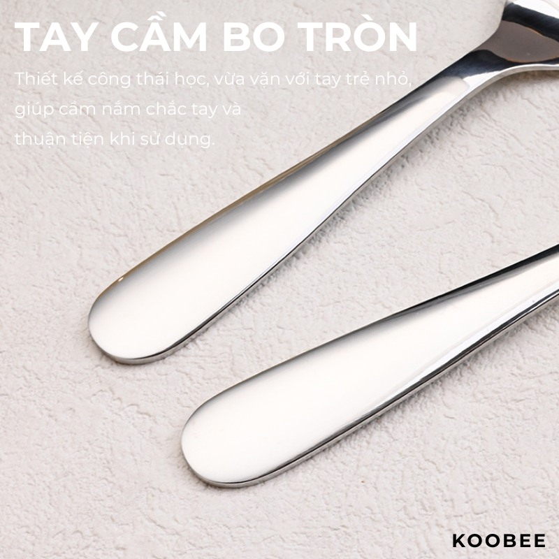 Bộ Thìa Nĩa Trẻ Em Inox 316L Kèm Hộp Đựng – Muỗng Nĩa Ăn Dặm Nguyên Khối An Toàn Cho Bé | 398