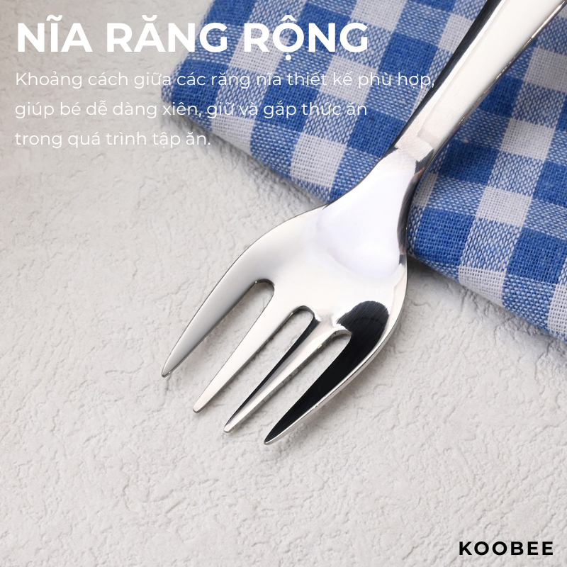 Bộ Thìa Nĩa Trẻ Em Inox 316L Kèm Hộp Đựng – Muỗng Nĩa Ăn Dặm Nguyên Khối An Toàn Cho Bé | 398