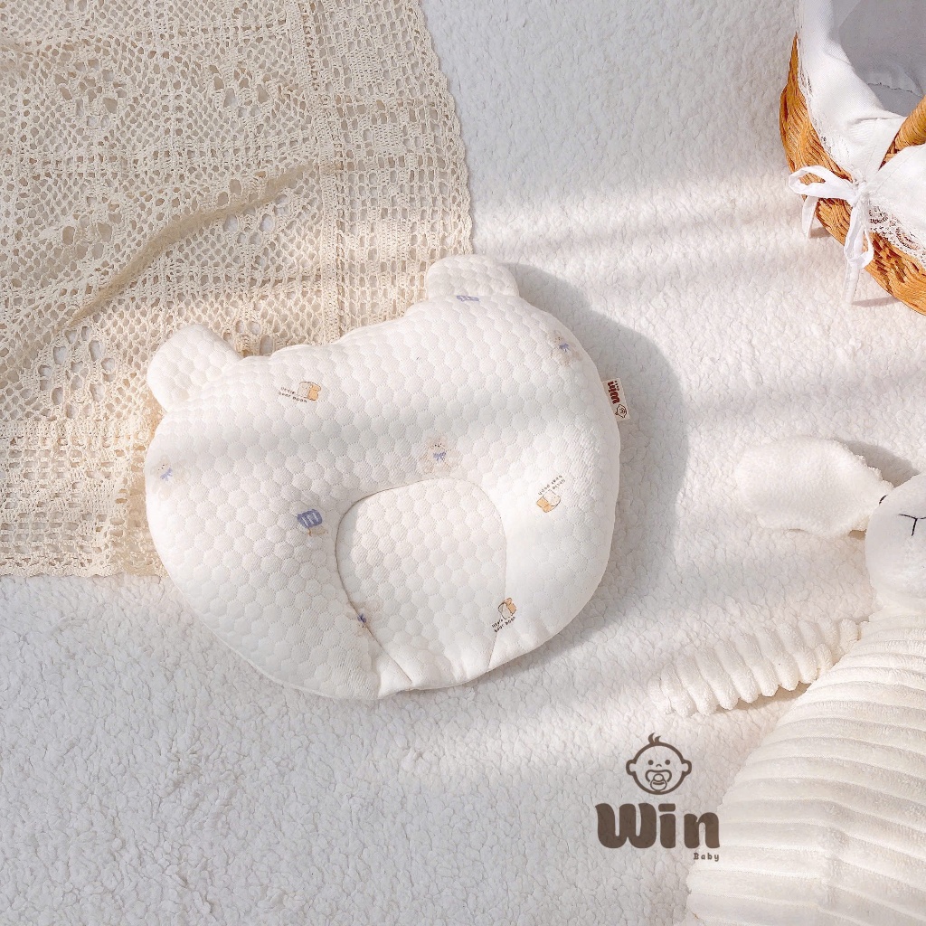 Gối lõm tim sơ sinh Win trần xốp Hàn Bamboo