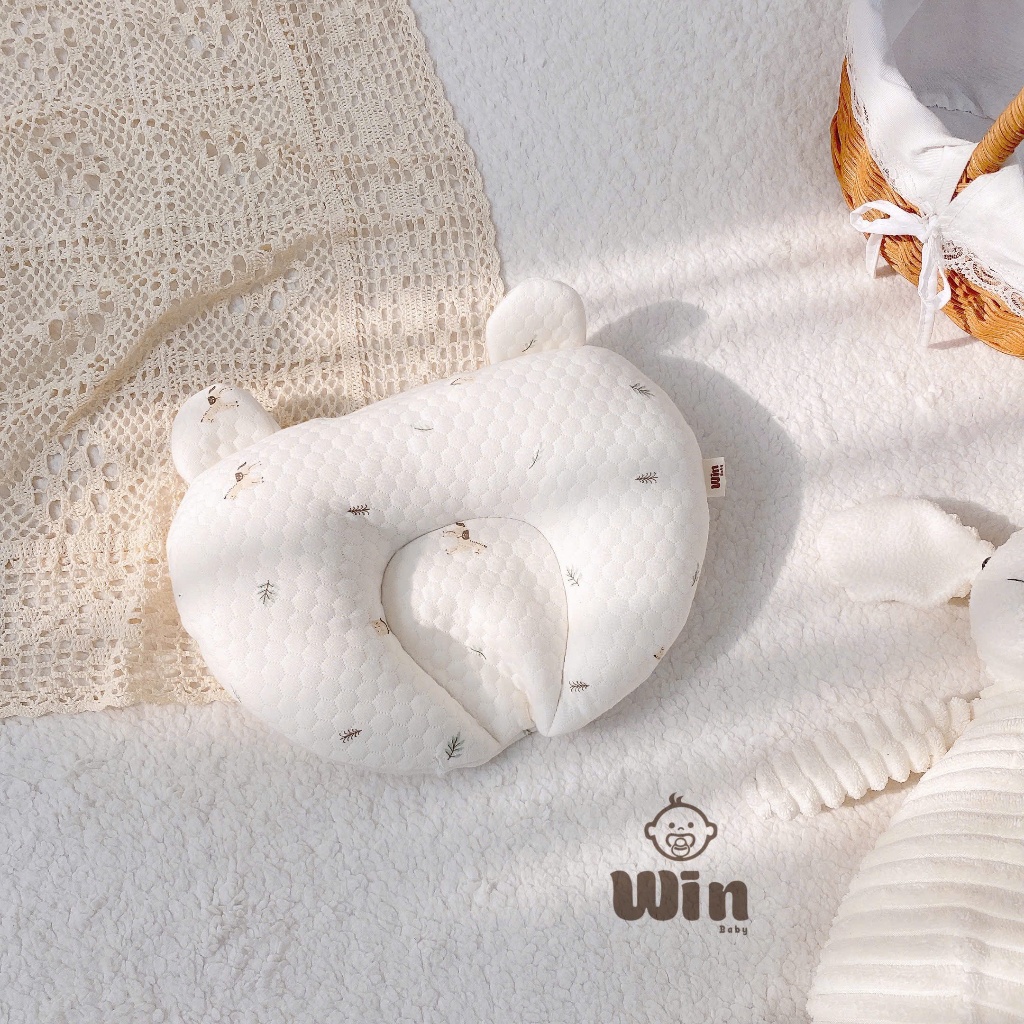 Gối lõm tim sơ sinh Win trần xốp Hàn Bamboo