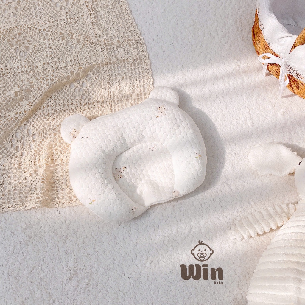 Gối lõm tim sơ sinh Win trần xốp Hàn Bamboo
