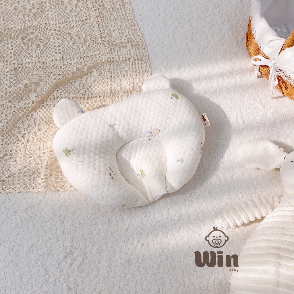 Gối lõm tim sơ sinh Win trần xốp Hàn Bamboo