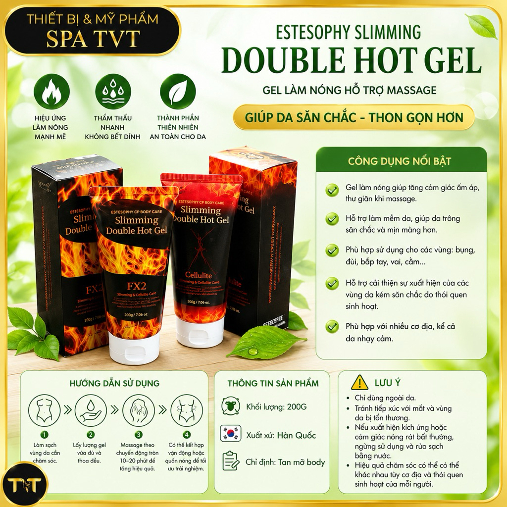 KEM SĂN CHẮC DA ESTESOPHY 200G & KEM GIẢM BÉO DOUBLE HOT GEL 200G HÀN QUỐC MASSAGE BODY