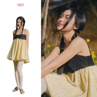 Váy nơ OLV 2 dây dáng bí Cream Dot Bowey Mini Dress phù hợp đi chơi đi biển