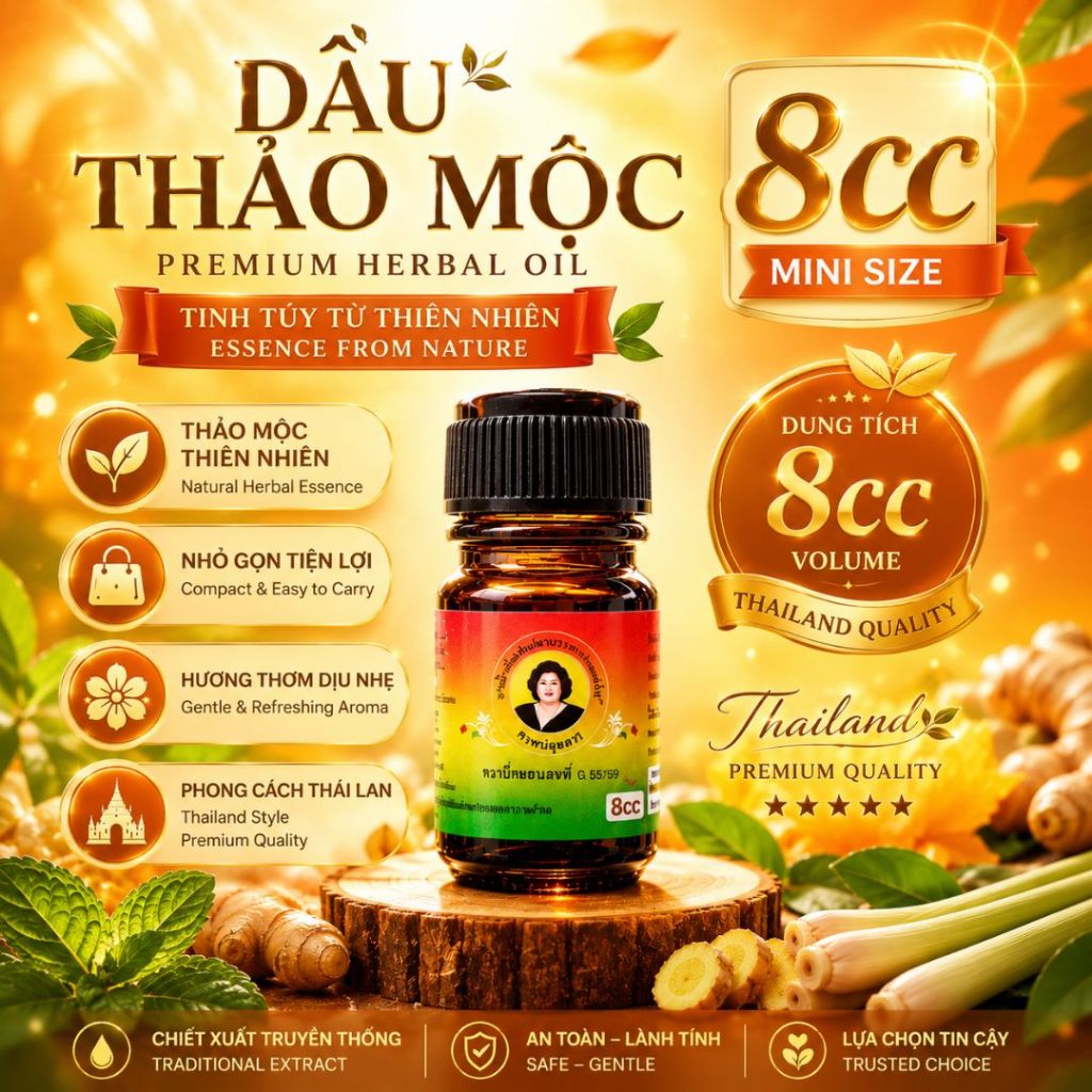 Dầu Thảo Dược Bà Mập Thái Lan 5cc Dạng Nước Nhỏ Gọn Phù Hợp Làm Quà Tặng