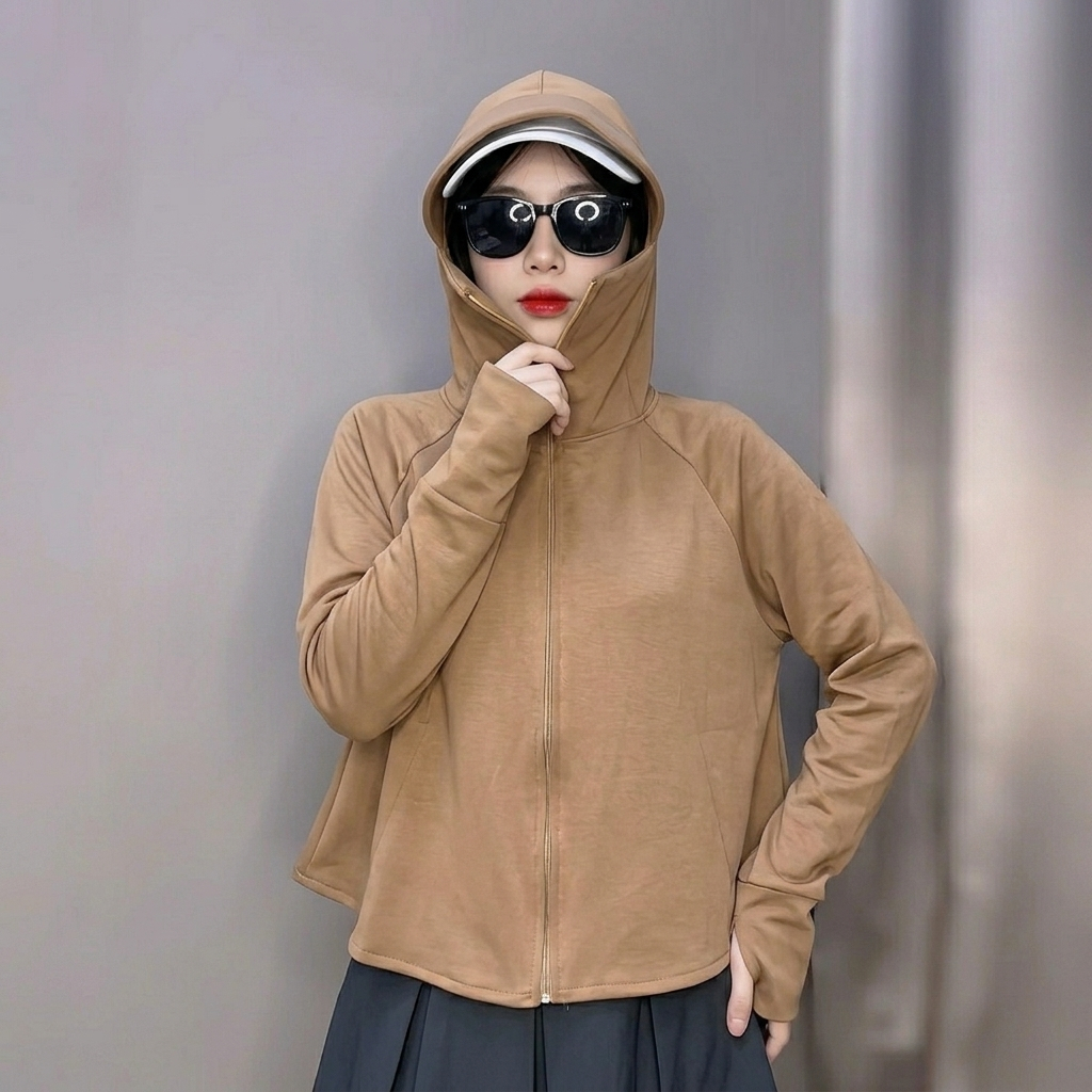 Áo Chống Nắng Nữ Cánh Dơi Cắt UV Vành Mũ To AZ CLOTHING Áo Choàng Chống Nắng Tia UV Toàn Thân Chất Umi Nỉ Cao Cấp